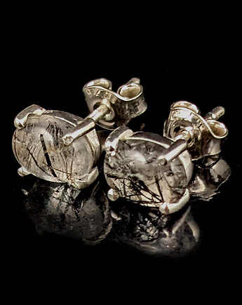 Kolczyki srebrne Kwarce z turmalinem, Pracownia Neores