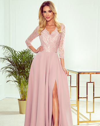 309-4 AMBER elegancka koronkowa długa suknia, NUMOCO