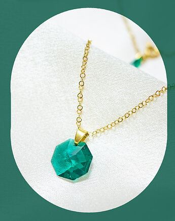 Naszyjnik kryształ Swarovskiego - leśna zieleń fern, Fox and Jewelry