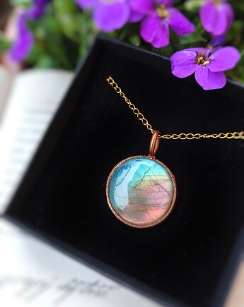 Wisiorek Chłodne Lato z Labradorytu i miedzi