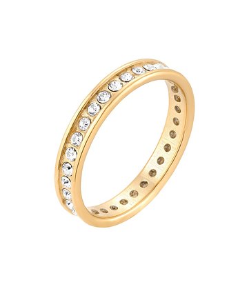 Złota obrączka z bezbarwnymi kryształami Preciosa, OKAZJE - Prezenty na 18 dla koleżanki