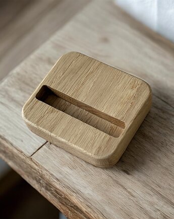 Drewniana dębowa podstawka na telefon, terwoodcraft