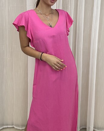 Wiskozowo-lniana sukienka Fucsia, SOLO moda