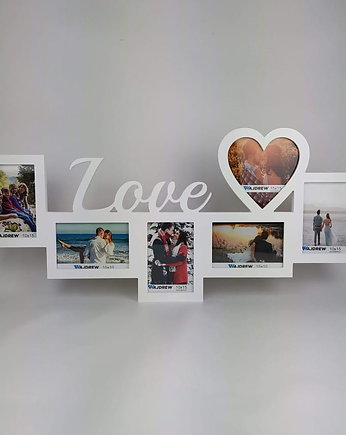 Multirama ramka na zdjęcia z napisem Love 6 zdjęć serce, Wajdrew