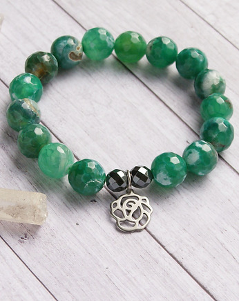 Róża : stal szlachetna : agat zielony, kaktusia