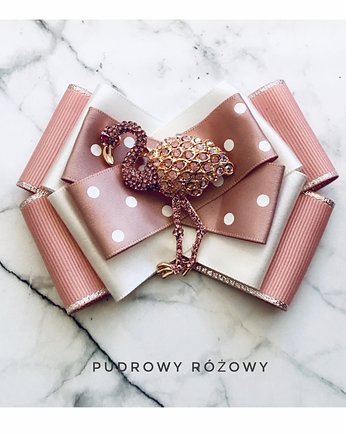 Brosza  w pastelowych kolorach z Flamingiem NEW, Pudrowy Różowy