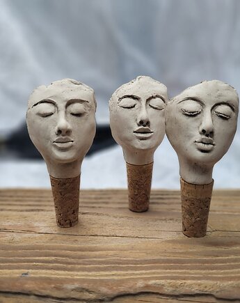 Ceramiczny korek do wina Twarz handmade, Ewa Duszka