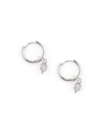 Labradoryt (kostka) - kolczyki koła - srebrna stal szlachetna, Kulka Bransoletki