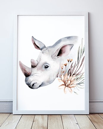 Plakat Safari, Nosorożec, Wallie Studio Dekoracji