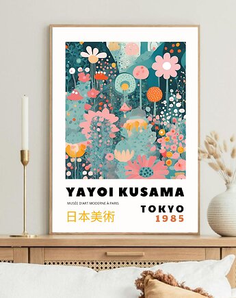 PLAKAT dekoracyjny , maki Yayoi Kusama, wystawowy, kwiaty, black dot studio