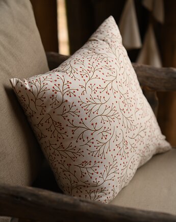 Świąteczna poszewka na poduszkę z motywem jarzębiny, Kokondesign