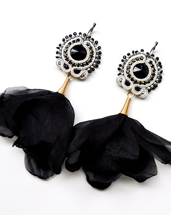 Sutaszowe kolczyki BLACK FLOWERS_ KOLEKCJA 2022, Sylwia Żak