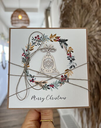 Stylowa ręcznie robiona kartka świąteczna Merry Christmas card, sorte