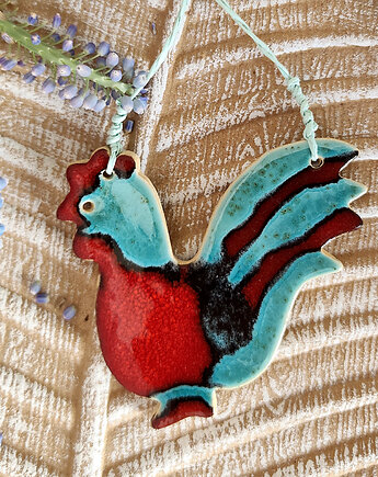 Duży ceramiczny kogucik zawieszka Wielkanocna, 10FingersArt