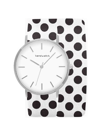 Zegarek damski wiązany - Black dots - Tarcza Srebrna, Bandwatch