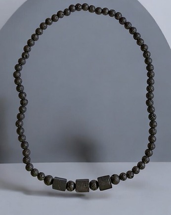 OCHRONNY naszyjnik : czarny turmalin & lawa, kaktusia