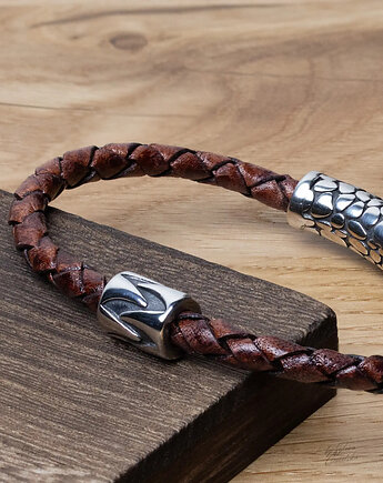 Unikatowa Bransoletka Męska ze Skóry Naturalnej SADDLEHIDE, Black Mamba Jewelry
