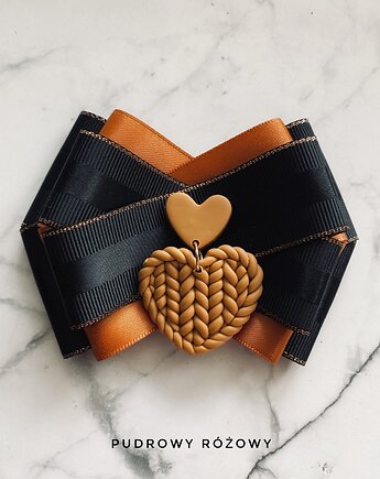 Brosza z unikatowym sweterkowym sercem Sweterek New, Pudrowy Różowy