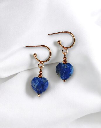 Kolczyki serduszka LAPIS LAZULI : wyjątkowy prezent, kaktusia