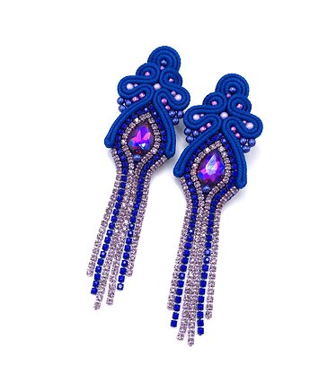 Kolczyki sutasz niebieskie fioletowe z cyrkoniami Lilla błyszczące, Katrina Rossa
