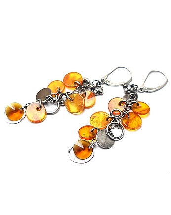 Kolczyki srebrne Amber chips vol. 2, Katia i krokodyl