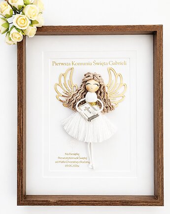 Personalizowana Pamiątka I Komunii Świętej- Aniołek w  ramce., ACTP