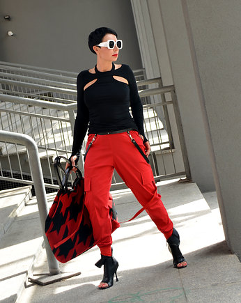 NEW SPODNIE CaRgO red, momo fashion