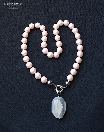 ELEGANCKO Naszyjnik z pięknych szklanych pereł z wi, Galeria Limart