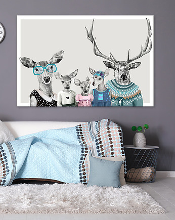 OBRAZ NA PŁÓTNIE - Rodzina jeleni 120x80, NOWdeco