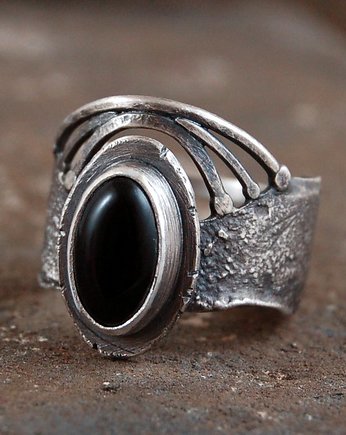 Pierścionek Onyks szeroki, mzstudio