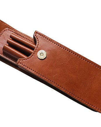 Etui na 3 pióra długopisy brąz, Lamato
