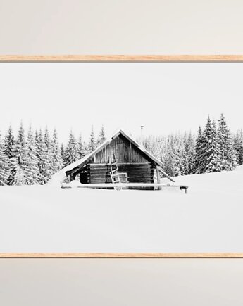 PLAKAT Góry zdjęcie czarno białe górski krajobraz zimowy, black dot studio