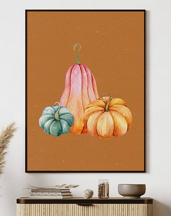 Plakat Jesienny Dynie na ścianę A3 Minimalistyczny Plakat nowoczesny, Kalibri Arts