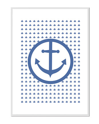 Plakat marynistyczny, kotwica, biały, Dekorando