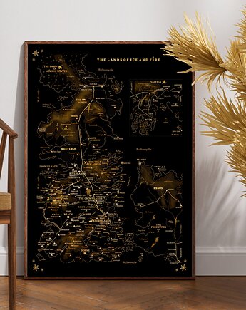 Plakat Znany świat  Pieśń lodu i ognia MAPA Gra o Tron Westeros, maps by P