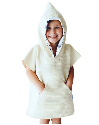 Ponczo Kąpielowe Bawełniane z Kapturem Muślinowym ECRU od BabyU, Sleepdo