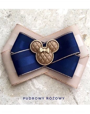 Beżowo Granatowa Brosza MICKEY   Hit! 1szt, Pudrowy Różowy
