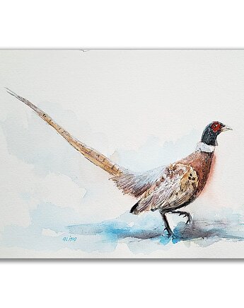 Akwarela ręcznie malowana "Bażant", Galeria Alma
