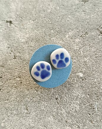 Kolczyki ceramiczne Bolesławiec łapki, biżuteria z talerzy