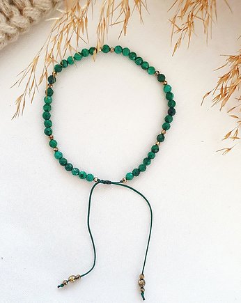 butelkowo zielona bransoletka z malachitem, LEI handmade 