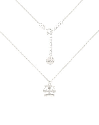 Srebrny choker pancerka ze znakiem zodiaku Waga, MANJE