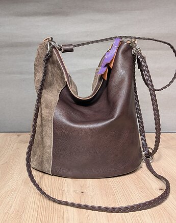 Bucket bag brązowa  czekoladowa torebka, Łagoda