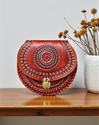 Torebka skórzana ręcznie robiona góralska Mirella ze skóry, SempreArte