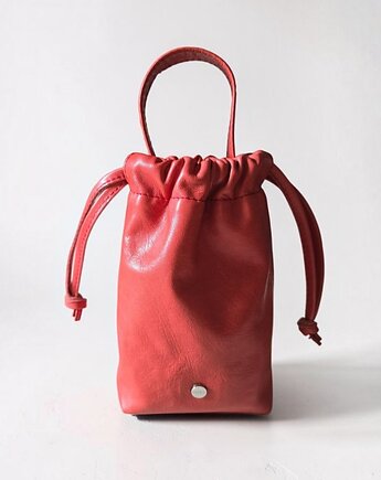 Mini torebka woreczek skóra naturalna - tomato red, UNIQUE HandMade