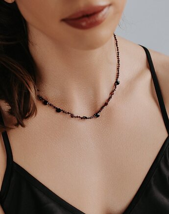 Unikatowy choker z Turmalinu Granatu i Rubinu, w hand works