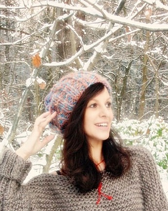 Zimowa czapka  z wełną beanie melanż, Mademoiselle Patrini