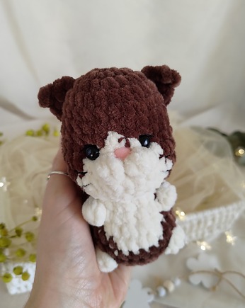 Kotek pluszowy, Mały kotek czekoladowy, Prezent dla dziecka, EcoToysByNastya