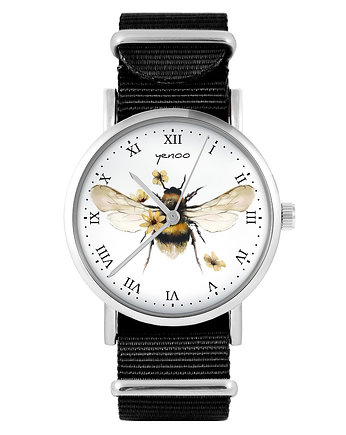 Zegarek - Bee natural - czarny, nylonowy, OSOBY - Prezent dla teścia