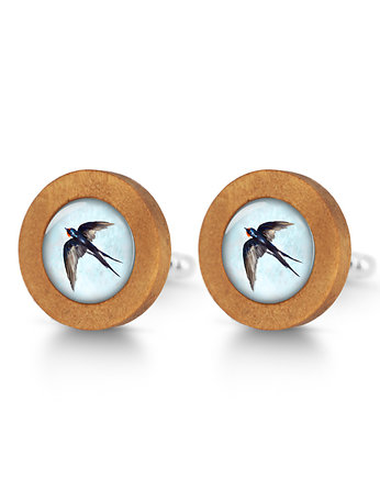 Jaskółka - drewniane spinki do mankietów, yenoo