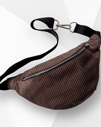 Nerka saszetka z kieszonką sztruksowa brązowa, Zdunetti